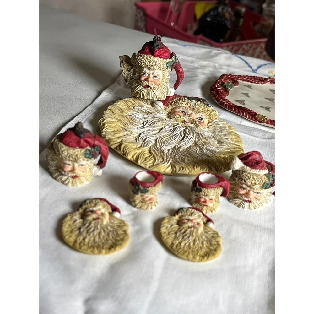 Wongs International Trading Inc Miniature Santa Claus Tea Set Holiday Decor 3pc